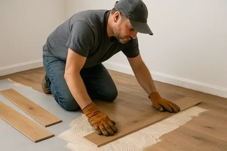 Stack of engineered wood boards branded STAKI – Flooring Installation Services London