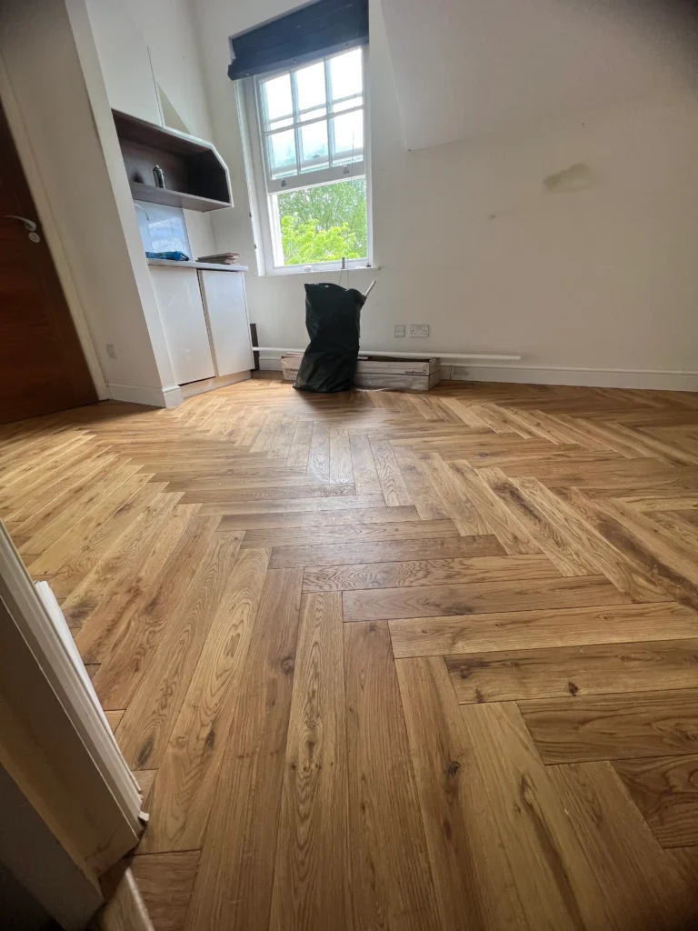 Oak wood flooring installation near me in modern North London flat