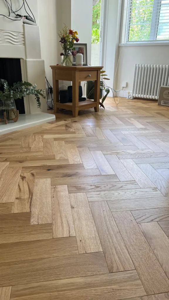 Engineered herringbone wood floor fitted by ROI Flooring