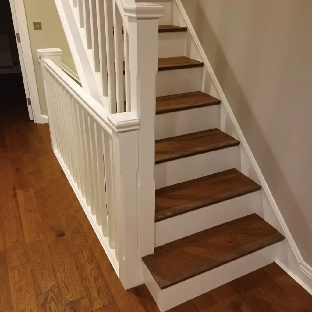 Brown hardwood flooring staircase